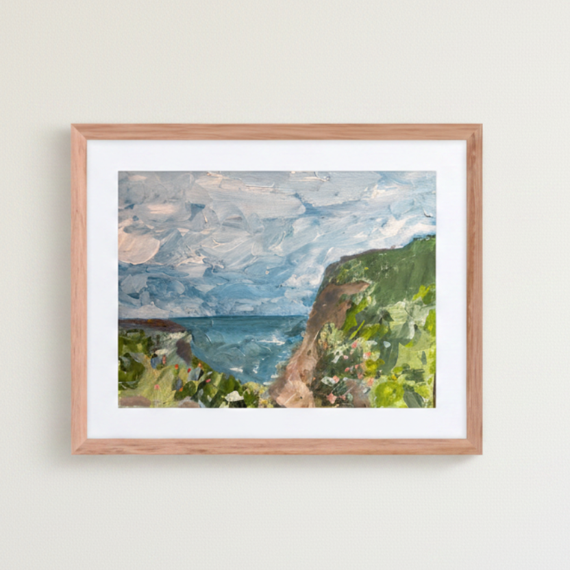 Red oak frame wall mockup